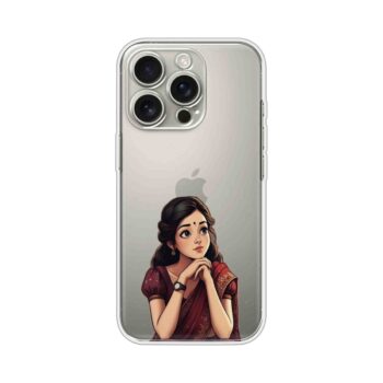 Red Texture Girl Portrait Printed Clear Silicone Case