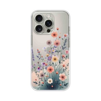 Soft Wildflower Garden Illustration Printed Clear Silicone Case