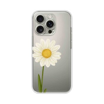 Red Daisy Minimal Art Printed Clear Silicone Case