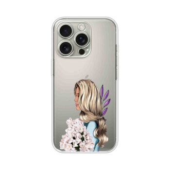 Blonde Girl Floral Portrait Printed Clear Silicone Case