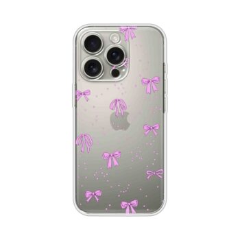 Purple Ribbon Cute Pattern Printed Clear Silicone Case