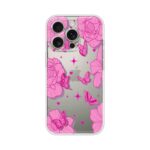 Pink Butterfly Floral Pattern Printed Clear Silicone Case