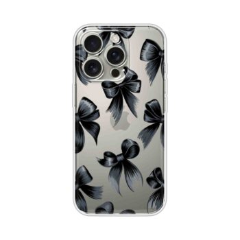 Black Ribbon Gothic Pattern Printed Clear Silicone Case