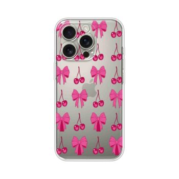 Cherry & Bow Cute Pattern Printed Clear Silicone Case