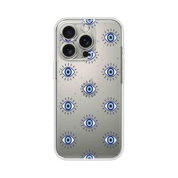 Blue Evil Eye Pattern Printed Clear Silicone Case