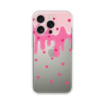 Pink Drip Hearts Cute Pattern Printed Clear Silicone Case