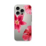 Pink Hibiscus Floral Pattern Printed Clear Silicone Case