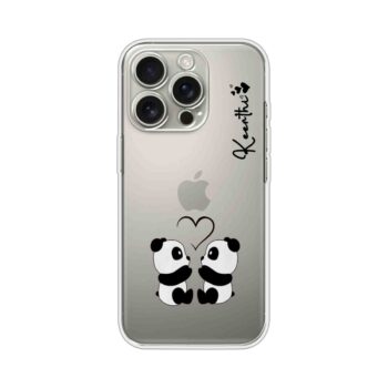 Cute Panda Love Minimal Printed Clear Silicone Case