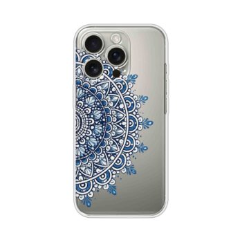 Blue Mandala Corner Pattern Printed Clear Silicone Case