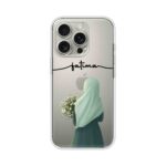 Hijab Girl Daisy Bouquet Minimal Custom Name Silicone Case