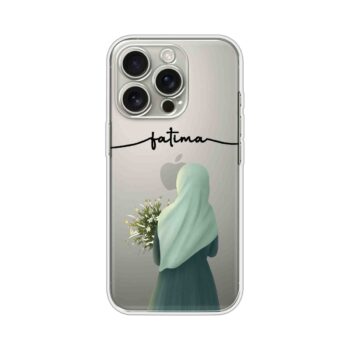 Hijab Girl Daisy Bouquet Minimal Custom Name Silicone Case