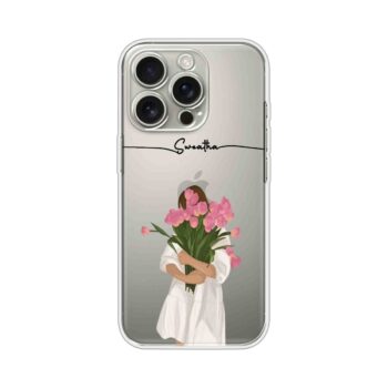 Minimal Tulip Bouquet Girl Aesthetic Custom Name Silicone Case