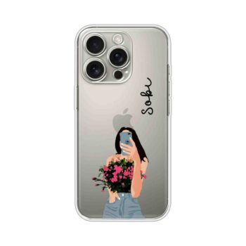 Floral Selfie Girl Aesthetic Custom Name Silicone Case