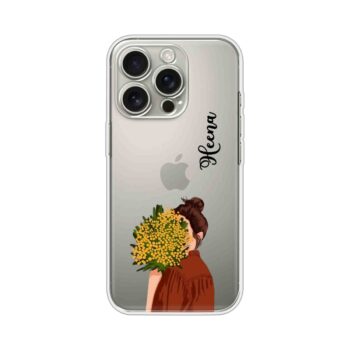 Yellow Mimosa Flower Girl Aesthetic Custom Name Silicone Case