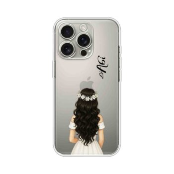Elegant Long Hair Bridal Girl Aesthetic Custom Name Silicone Case