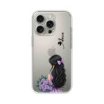 Purple Dress Girl Rose Bouquet Aesthetic Custom Name Silicone Case