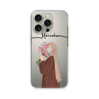 Elegant Floral Hijab Custom Name Silicone Case
