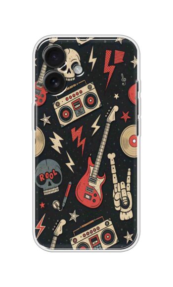 Retro Rock Music Collage Printed Silicone Case