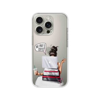 But First Coffee Aesthetic Girl Clear Silicone Case