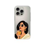 Stylish Coffee Girl Illustration Clear Silicone Case