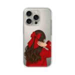 Red Bow Girl Illustration Clear Soft Silicone Case