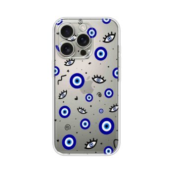 Blue Evil Eye Pattern Clear Soft Silicone Case