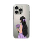 Lavender Girl with Flower Bouquet Clear Soft Silicone Case