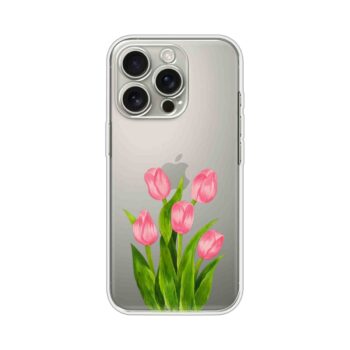 Pink Tulip Floral Clear Soft Silicone Case